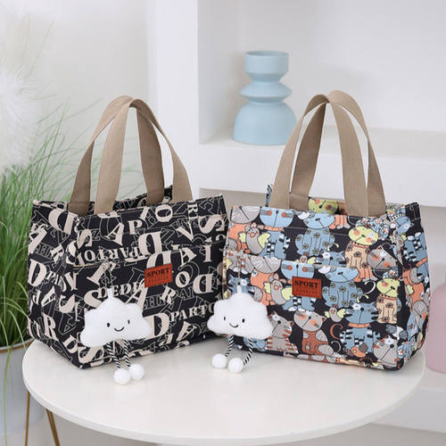手提便当包上班通勤帆布小包百搭带饭手拎午餐包饭盒袋外出妈咪包