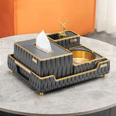 北欧高档装 客厅餐桌多功能收纳纸抽盒 饰纸巾盒轻奢茶几收纳盒套装