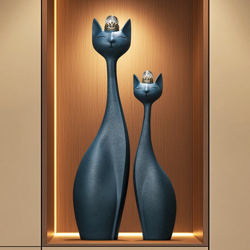 大号招财猫摆件进门入户玄关装饰品轻奢高档简约客厅电视柜抽象