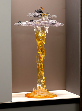 玄关摆件树脂高山流水落地生财