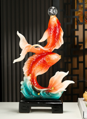 双鱼锦鲤戏珠开业招财摆件