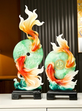 和氏璧玉锦鲤招财摆件