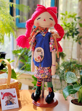 皮皮布艺娃娃手工布偶长袜子皮皮女孩礼物公仔布娃娃玩偶装饰品