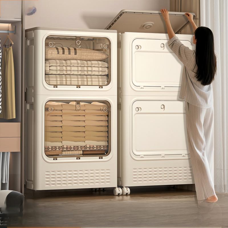 衣服收纳箱大容量超大家用翻盖整理箱带轮折叠换季衣物被子储物柜