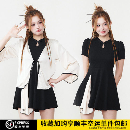 国风大码泳衣女胖mm遮肚显瘦