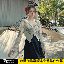 遮肉泳衣女高级感连体长袖保守大码胖mm200斤微胖女孩显瘦ins泳装