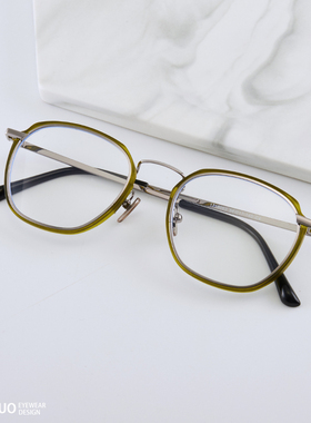 复古半透明绿色金属方框眼镜框男女 超轻日系个性镜架可配近视潮