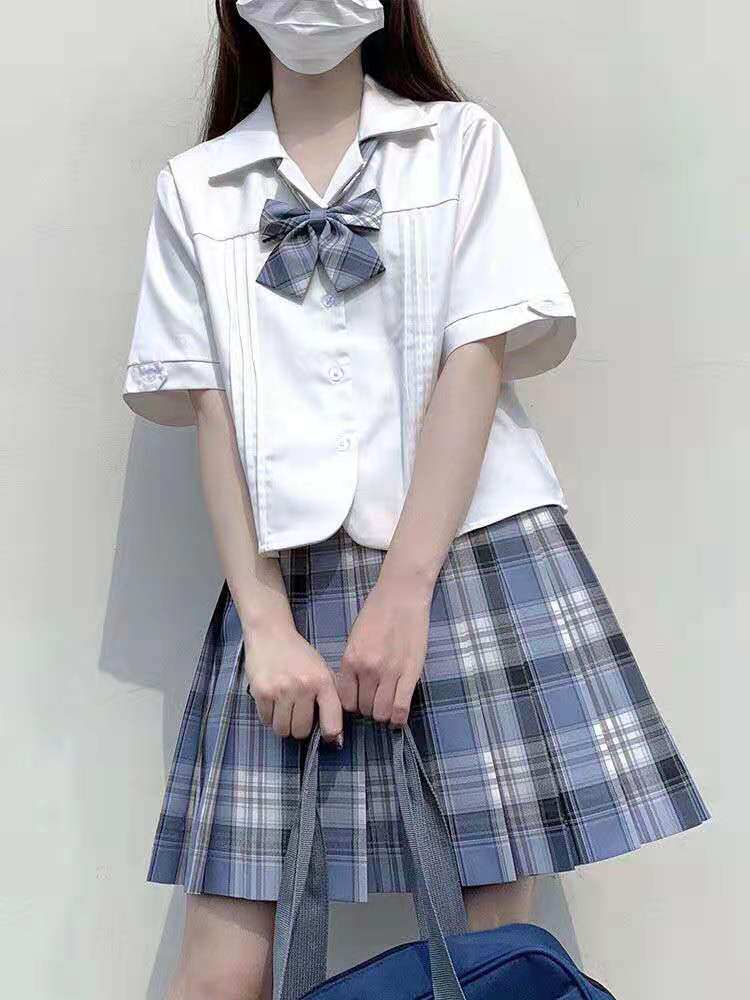 原创风琴褶jk制服白衬衫夏季女图片