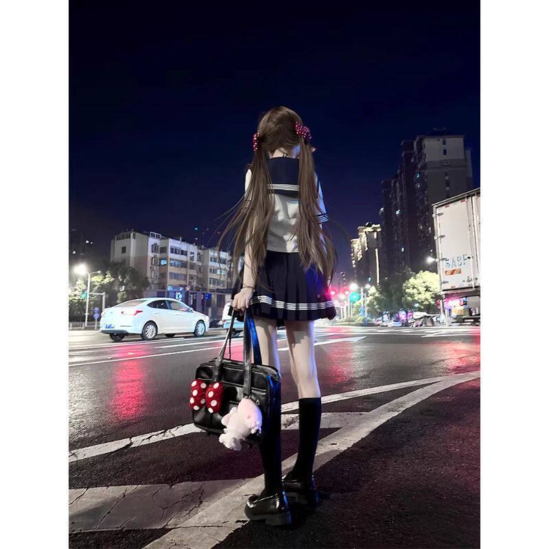 【水玉夏服】日系JK制服水手服校供感学院风短袖上衣百褶裙女夏季