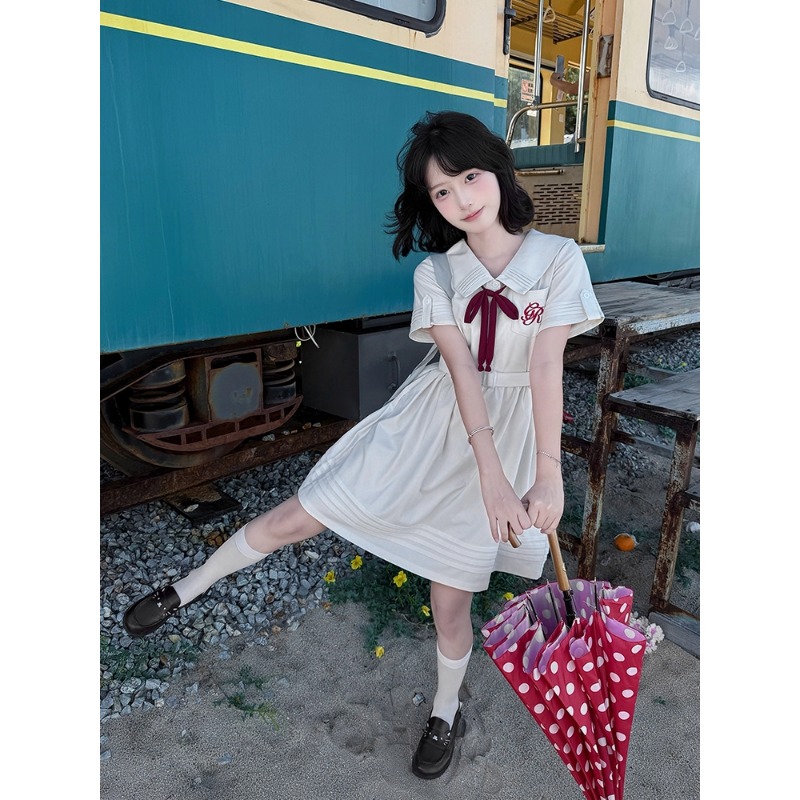 小个子盛夏服jk制服学院风甜美可爱连衣裙短袖日系水手服夏季中裙