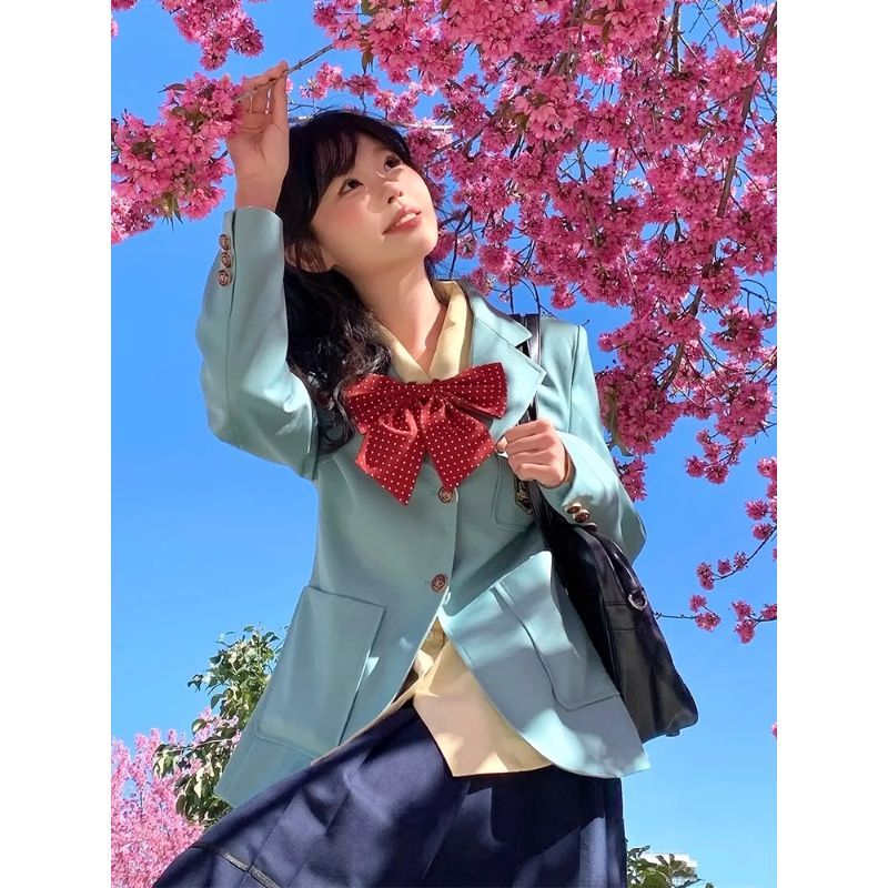 【水玉】原创正版日系JK制服动漫感春夏新品薄荷绿西服校供感套装