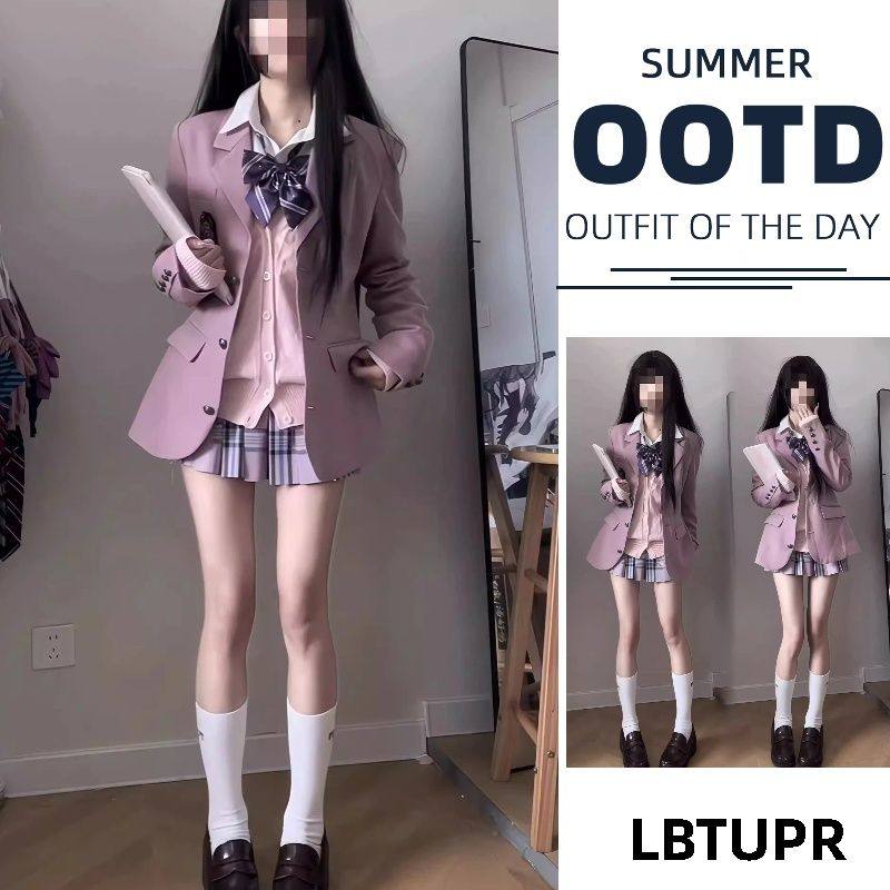 LBTUPR 三粒淡紫色西服外套jk制服原创春季校供学院新款拍照樱花图片