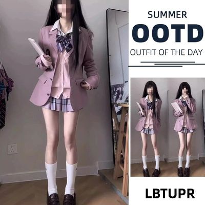 LBTUPR 三粒淡紫色西服外套jk制服原创春季校供学院新款拍照樱花