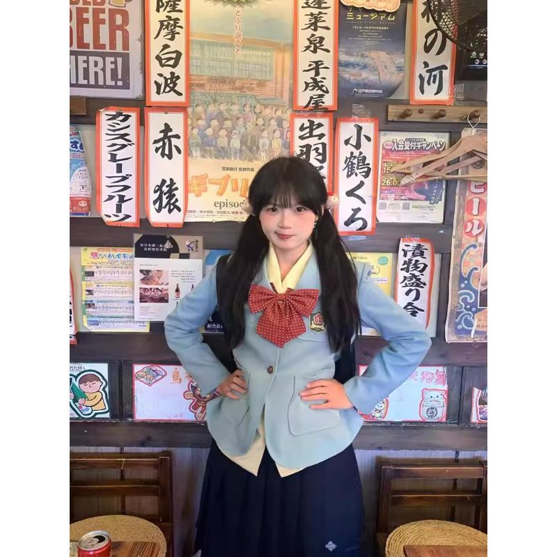 【水玉】原创正版日系JK制服动漫感春夏新品薄荷绿西服校供感套装