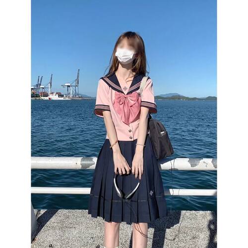 【抚蝶女子】樱花出片穿搭粉色水手服短袖夏服学院风JK制服套装女