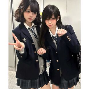 LBTUPR JK制服女学院风三粒扣原创灰色黑色绀西服外套 圣研高西装