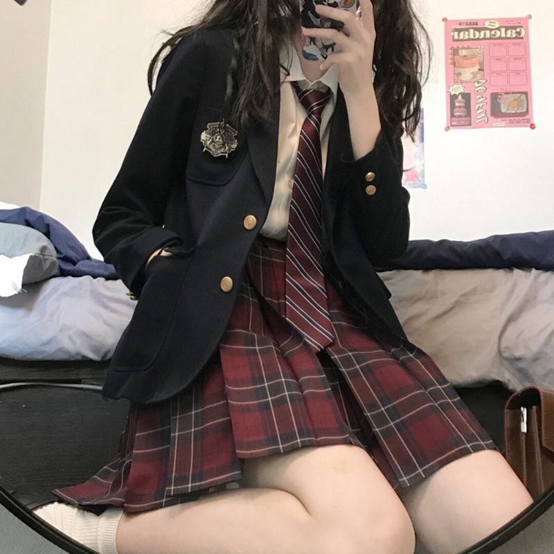 团团的魔法庙会JK制服西服套装正版秋冬日系学院风黑色西装外套女