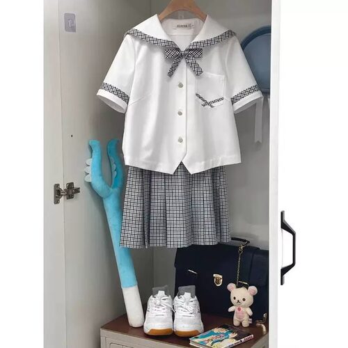 澜岛中夏季日系JK制服水手服短袖夏服格裙学院风套装夏百褶裙