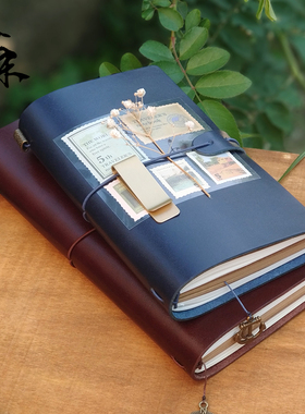 仓末标准活页手账本tn手帐头层植鞣原色牛皮本子真皮旅行笔记本