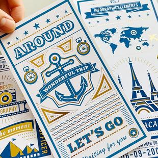 仓末复古加厚50丝烫金TN手账本垫板旅行者笔记本板刻度尺手帐尺