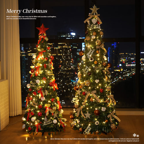 免安装可伸缩圣诞节装饰圣诞树一体折叠发光圣诞树套餐一拉成型