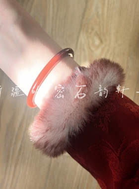 红玛瑙玉髓玉手镯天然正品红色本命年中宽圆条新中式生日礼物高级