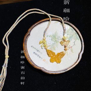 蝴蝶玉佩古风汉服璎珞旗袍压襟礼物项链新中式 知秋