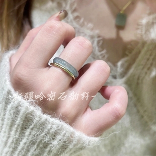 翡翠戒圈·石韵轩天然蓝水翡翠危料保真蓝绿色老料戒指男女尾戒