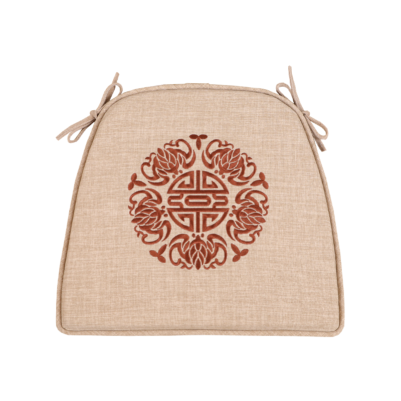 中式刺繡餐椅墊家用坐墊帶綁帶防滑座墊餐桌凳子墊可拆洗四季通用