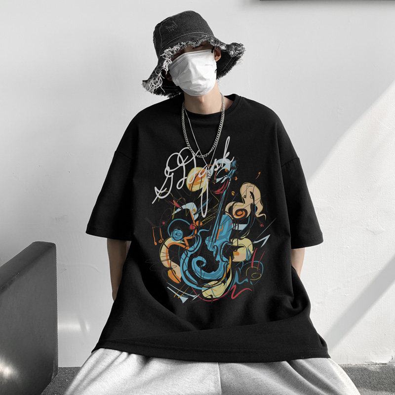 小青少年尼妮家个性印花短袖T恤街头嘻哈潮力大码体恤衫半袖上衣