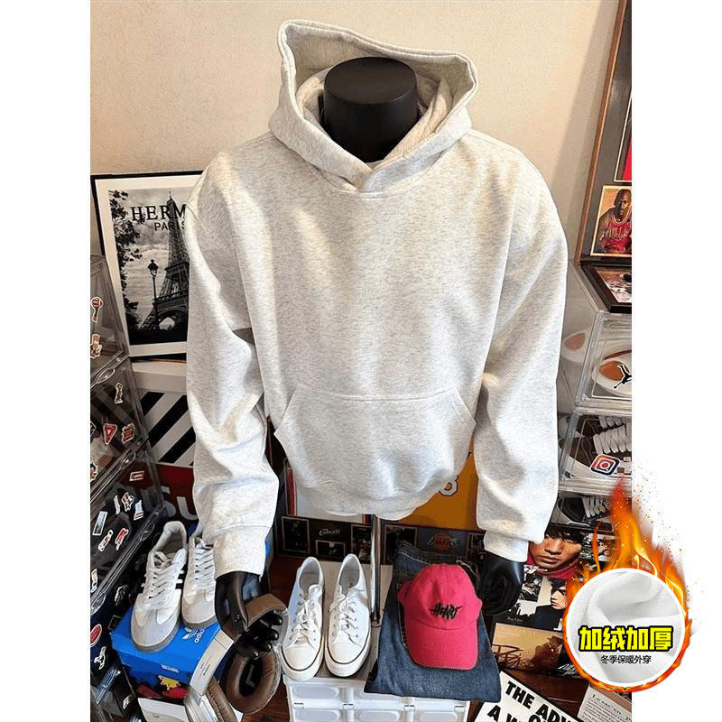 小青少年480G重磅加绒连帽卫衣男女尼妮家短款外套街头嘻哈潮流力
