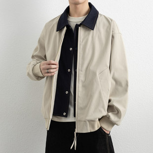 小青少年假两件夹克尼妮家老钱风复古猎装外套街头嘻哈潮流力上衣