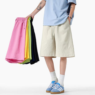 小青少年肌理感泡泡纱抽绳短裤 潮流力 男尼妮家宽松休闲沙滩五分裤
