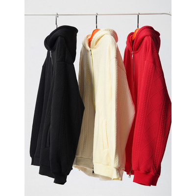 小青少年北极绒双拉链开衫卫衣尼妮家连帽外套街头嘻哈潮流力上衣