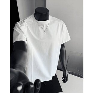 小青少年立体剪裁白色T恤尼妮家高街宽松百搭纯色短袖 上衣潮流力