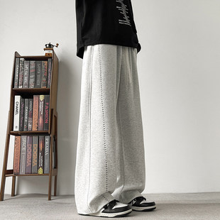 小青少年美式刺绣点缀弯刀裤泥家垂感卫裤妮力长裤子街头嘻哈潮流