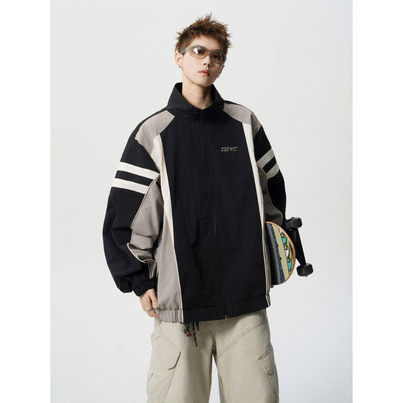 小青少年美式复古解构撞色飞行夹克尼妮家运动外套街头嘻哈潮流力