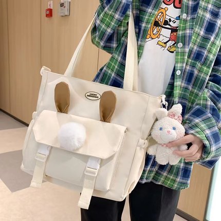帆布包女学生上课包大容量补课包手提袋拎书袋补习袋单肩斜挎包