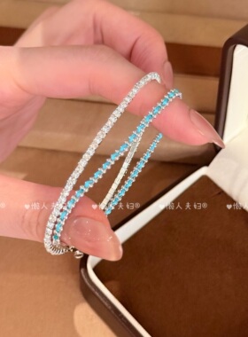 气质简约显白蓝色极细编织绳手链