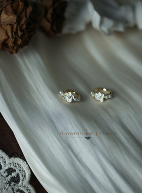 花宿studio 海棠听风~设计感小众气质百搭14k包金耳圈耳环女轻奢