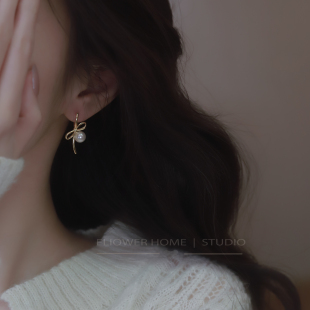 花宿studio 珍珠耳圈耳扣女百搭瑞丽耳饰 蔓离 气质设计高质感时尚
