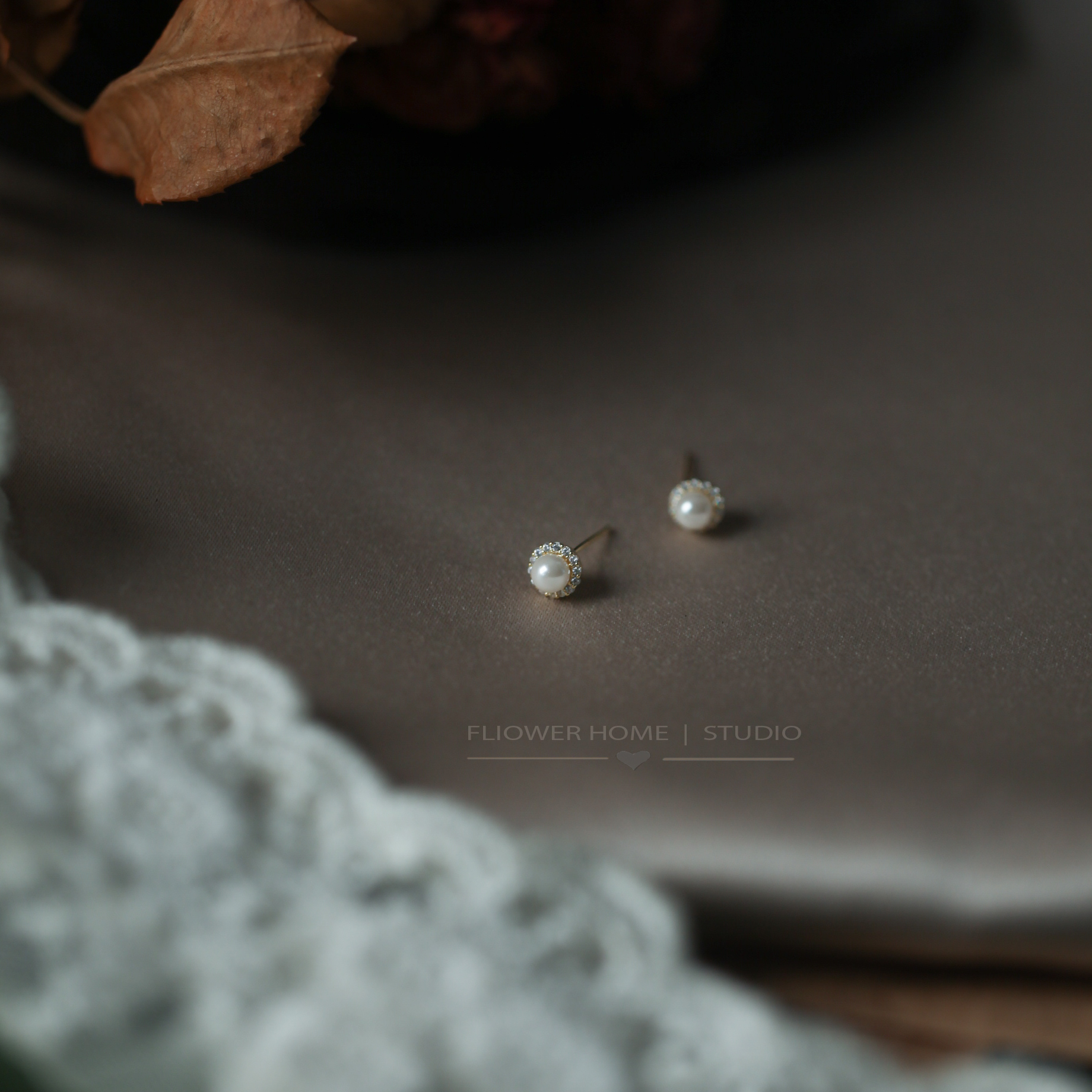 花宿studio 之之~小巧迷你精致天然珍珠925银针耳钉女闪亮气质
