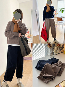 松紧腰百搭九分裤宽松秋冬