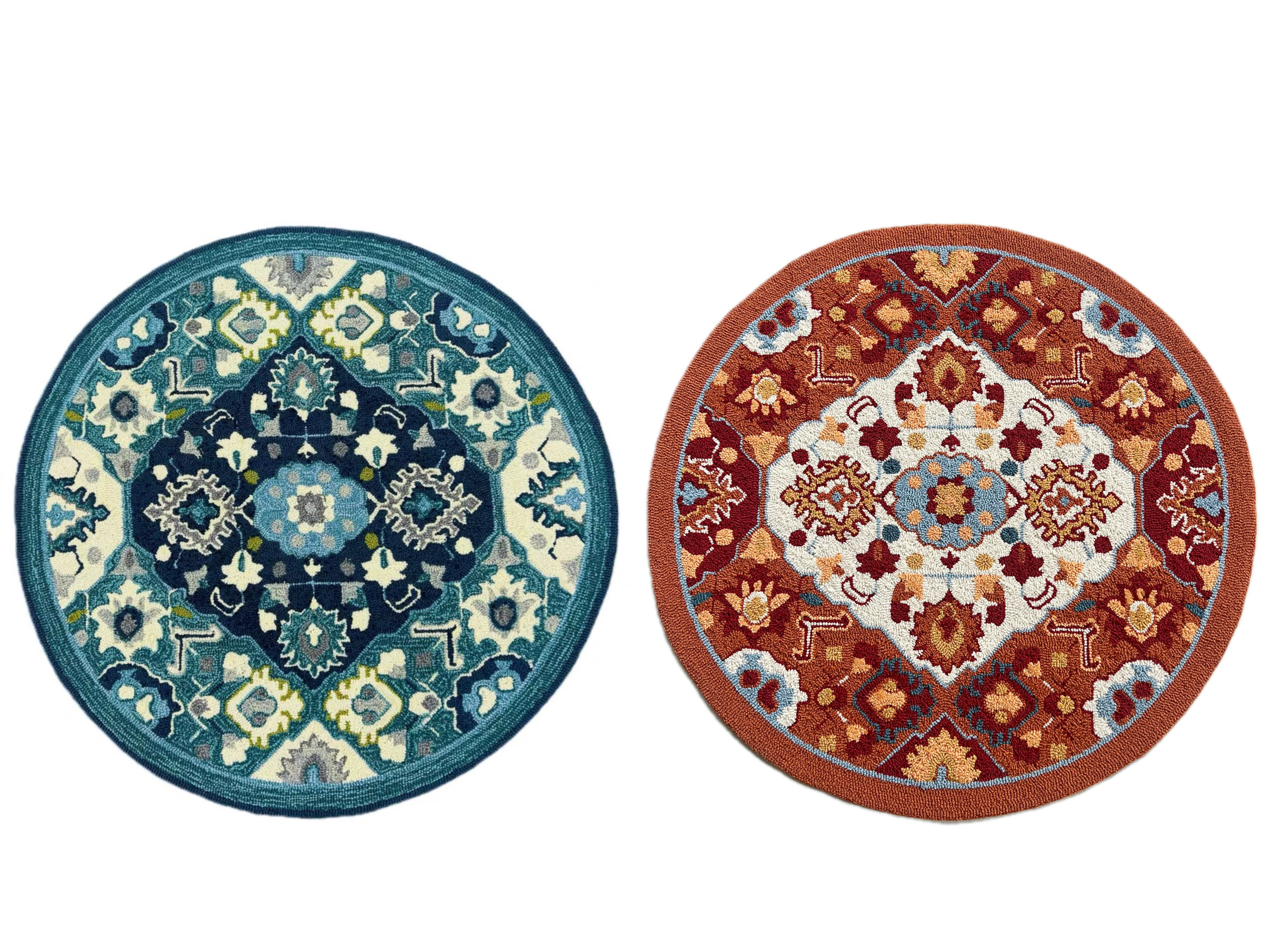 出口美式手工地毯地垫120圆形家用床边衣帽间复古轻奢民族波斯风,居家布艺,地毯,淘宝优惠券,粉丝福利购,淘宝优惠卷