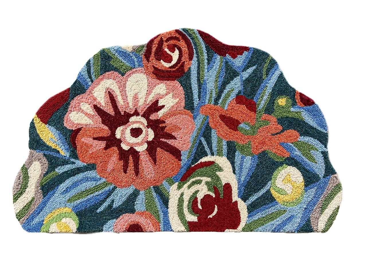 出口外贸美式手工地毯地垫110*70半圆家用门厅床边花卉复古轻奢,居家布艺,地毯,淘宝优惠券,粉丝福利购,淘宝优惠卷