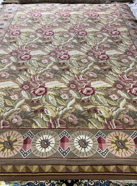 355x266出口外贸美式手工地毯新西兰纯羊毛家用客厅复古轻奢高级