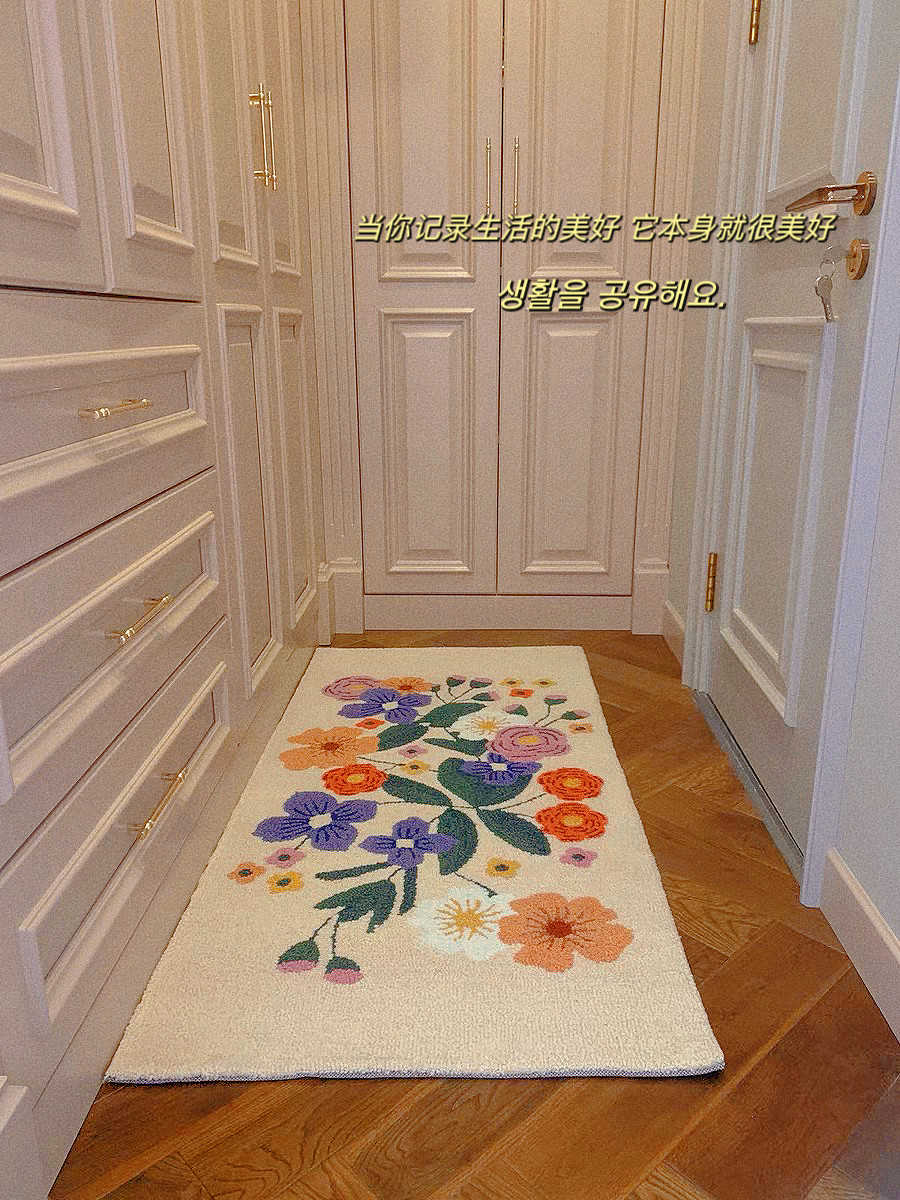 外贸出口美式手工地毯地垫138*70家用床边田园复古轻奢法式柔软,居家布艺,地毯,淘宝优惠券,粉丝福利购,淘宝优惠卷