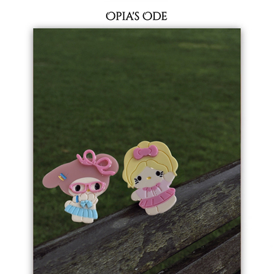 Doki P 手绘3D高定hello kitty凯蒂猫醋酸边夹女孩生日礼物鸭嘴夹