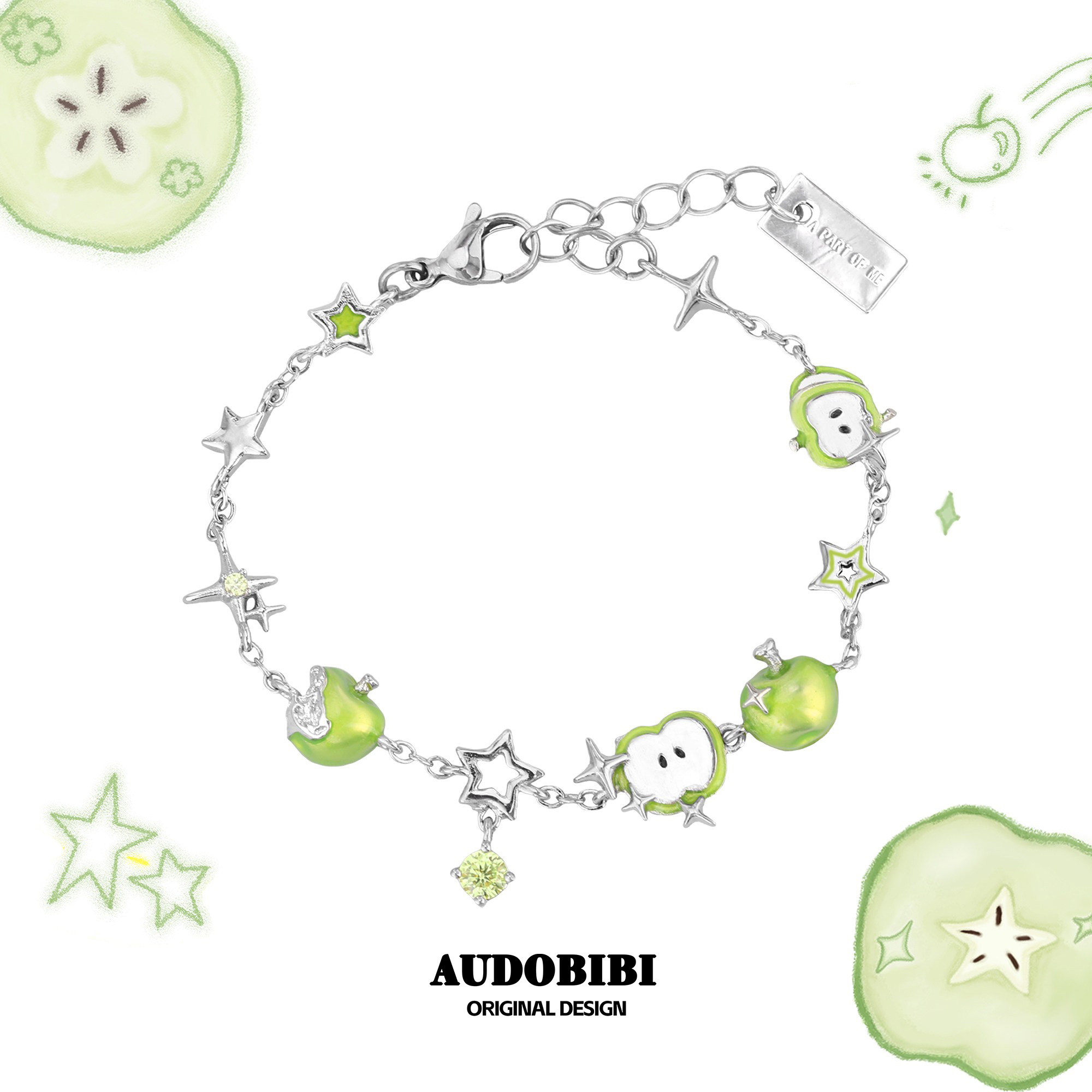 青苹果味的夏天～原创清爽苹果手链小众设计高级感甜酷新款手环