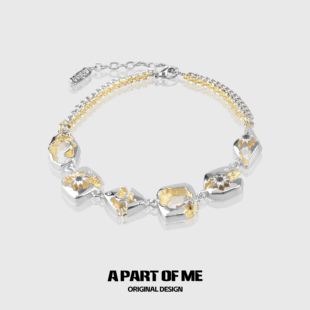 日月同辉系列 原创金色宝石手链高级冷淡男